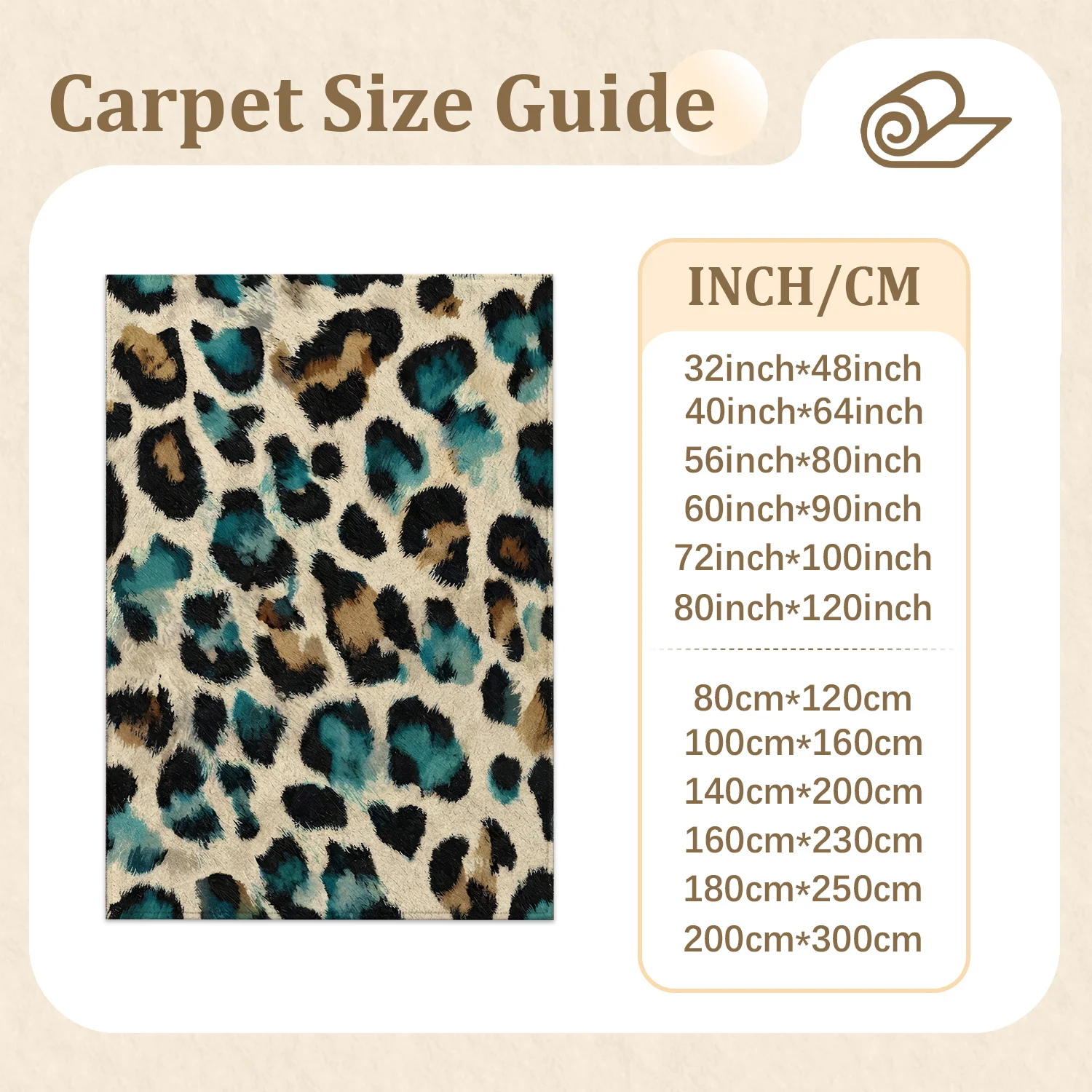 Large Indoor Area Rug, Soft Velvet Low Pile Teal Leopard Print Rug with Non-slip Dotted Backing, Machine Washable for Living Room Bedroom Home Decor