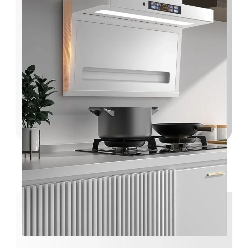 Range hood set Household white large suction frequency conversion gas stove set