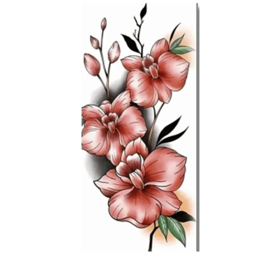 Flower Temporary Tattoo Sticker Waterproof Long Lasting Body Art Sticker Realistic Design Red Rose Rose Temporary Tattoo