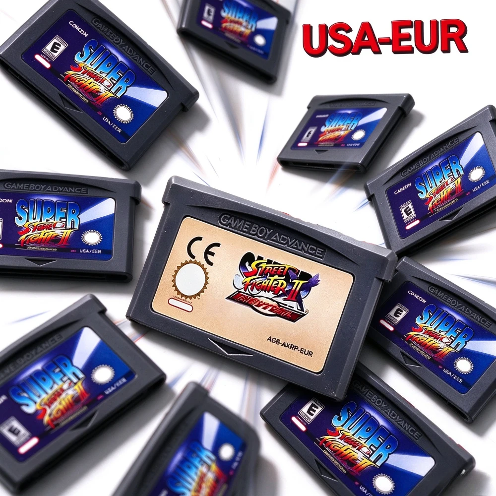 Retro GBA Game Cartridge Street Fighter 2 Game Card 32Bit USA/EUR Versions Classic Handheld Video Game Cartridge for NDS Console