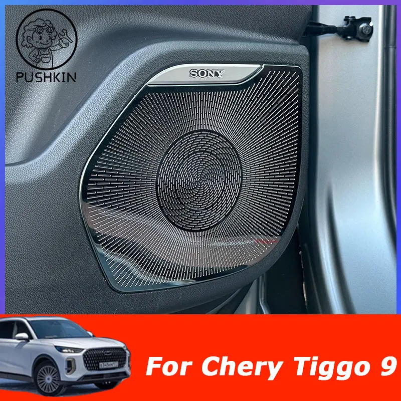 For Chery Tiggo 9 Tiggo 8L 2024 2025 2026 Car interior Audio Speaker horn Cover Trim Door Loudspeaker Cover Trim Accessories