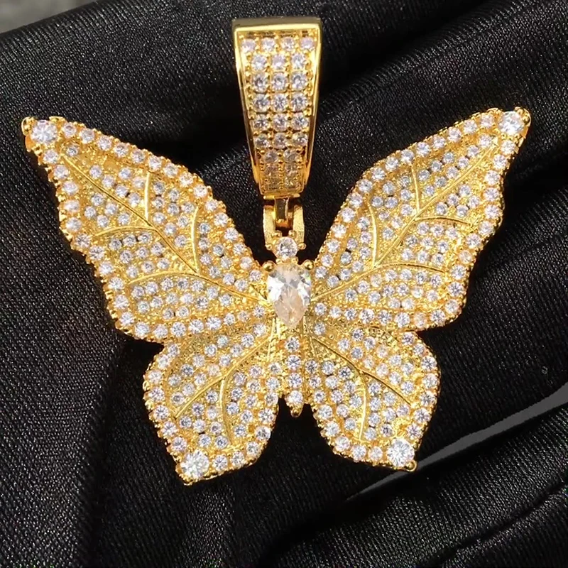 Huitan Männer/Frauen Schmetterling Anhänger Halskette Silber Farbe/Gold Farbe Luxus Trendy Tier Zubehör Paar Geschenk Hip Hop schmuck