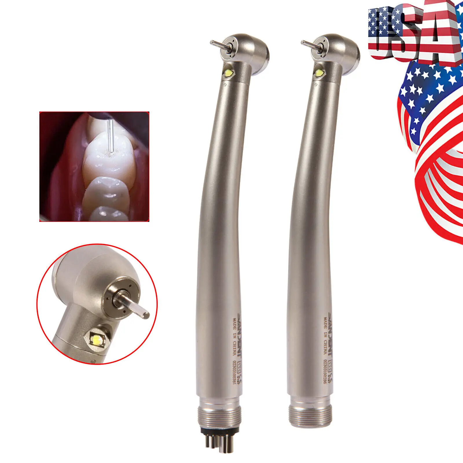 KaVo Style Dental E-generator LED Fiber Optic High Speed Handpiece Triple water spray Push Button Turbine 2/4Hole