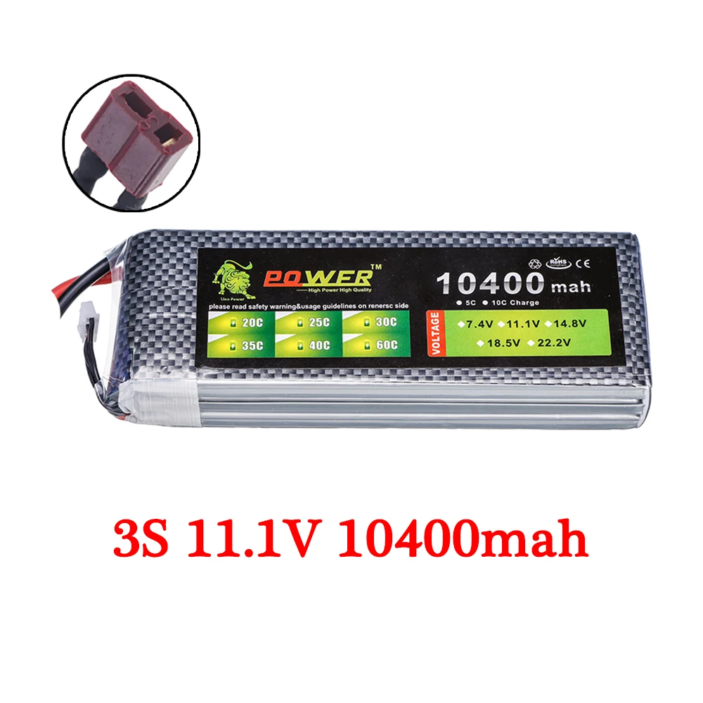 7.4v 11.1v 14.8v 22.2v 10400mAh Lipo Batterij Voor RC Quadrotor Drones Racewagen Boten Onderdelen 2s 3s 4s 6s Oplaadbare Batterij