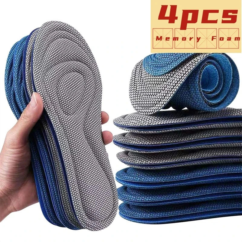 4pcs NaFoing Shoes Memory Foam Orthopedic Insoles Antibacterial Deodorization Sweat Absorption Insert Sport Shoes Running Pads