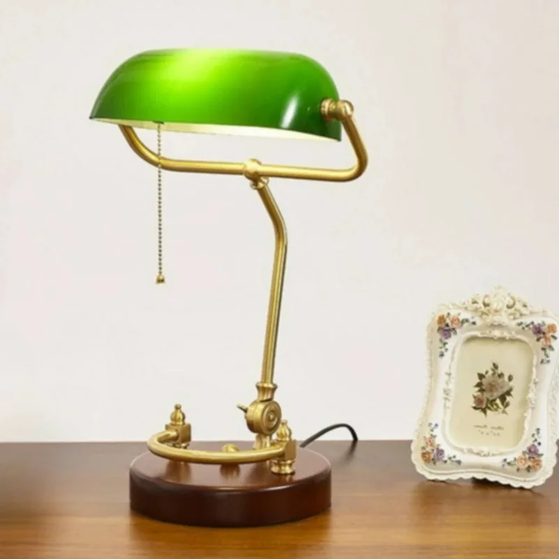 

Retro Solid Wood Desk Lamp Hand Pulled Tri Color Dimming Home Living Room Study Reading Light Bedroom Bedside Night Light