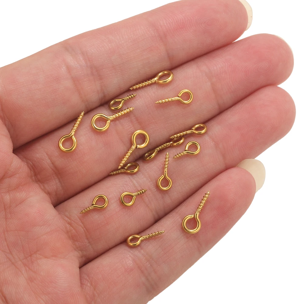 50 قطعة الفولاذ المقاوم للصدأ دبابيس العين الصغيرة ل قلادة PVD مطلية بالذهب المسمار دبابيس صالح حبة السحر Findings بها بنفسك النتائج مجوهرات بالجملة #5