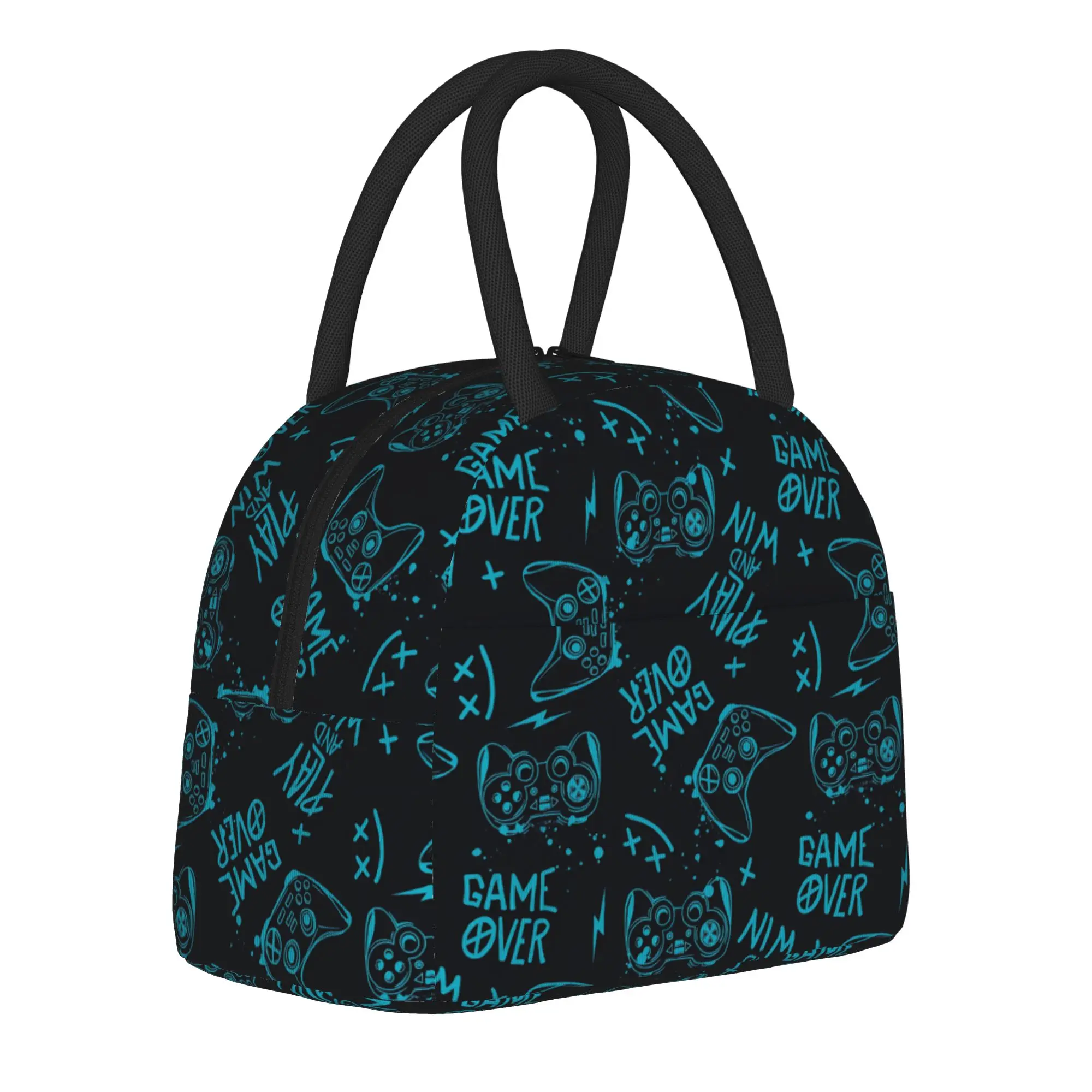 Video Game Gaming Controller Insulated Lunch Bag High Capacity  Lunch Container Thermal Bag Tote Lunch Box College Picnic
