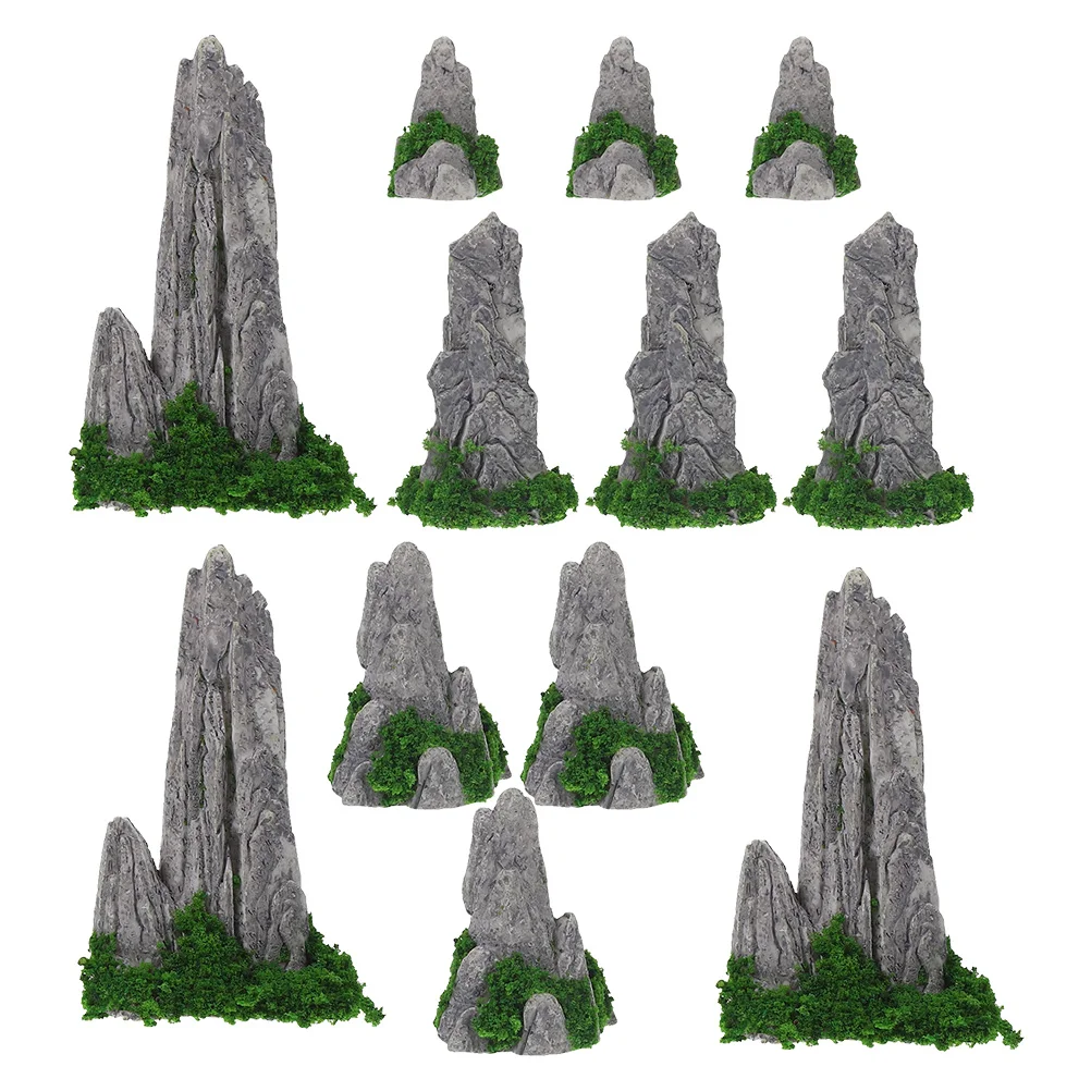 12 Pcs Simulated Rockery Ornaments Fish Tank Resin Mountains Mini Outdoor Decorations Supplies Aquarium Souvenir