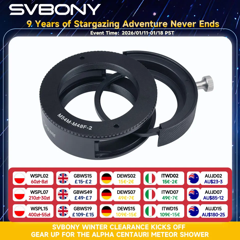 Svbony SV226 M42/M54 Cassetto filtro Rinforzo doppio magnete Commutazione doppio supporto per fotografia con telescopio Deep-Sky