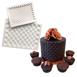 Continuous Quilting Cake Border Silicone Molds Diamond Squares Sugarcraft Fondant Chocolate Gumpaste Mould Cupcake Topper