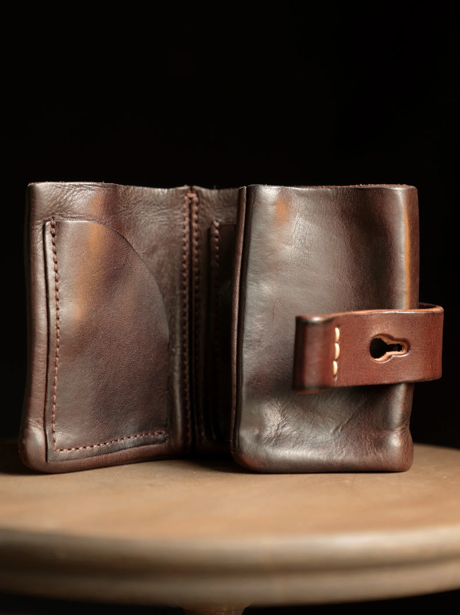 simple casual vintage designer handmade heavy cow leather men's short wallet luxury genuine leather women's ID coin purse