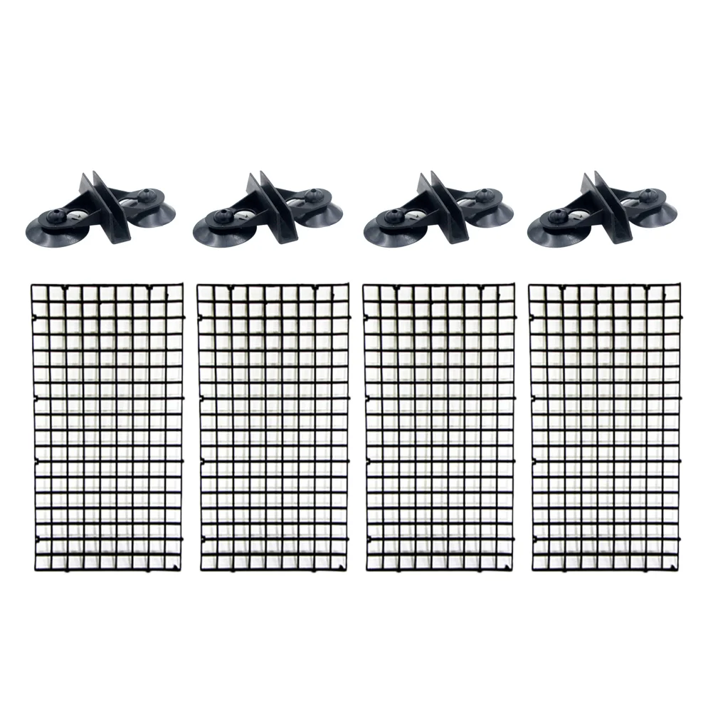 1 Set Aquarium Isolation Panel Lattice Plate Can Be Spliced Aquarium Supplies (Black 30x15cm 4pcs + Black Suction Cup 4pcs)