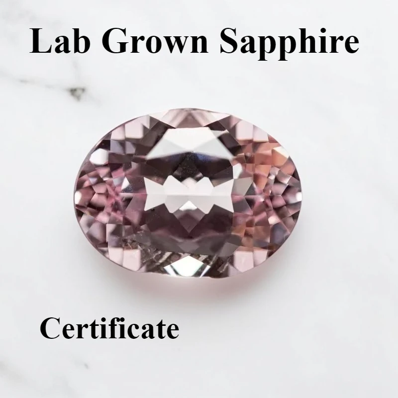 

Lab Grown Sapphire Oval Shape Sakura Pink Color Charms Beads for Diy Jewelry Making Material Selectable AGL Certificate