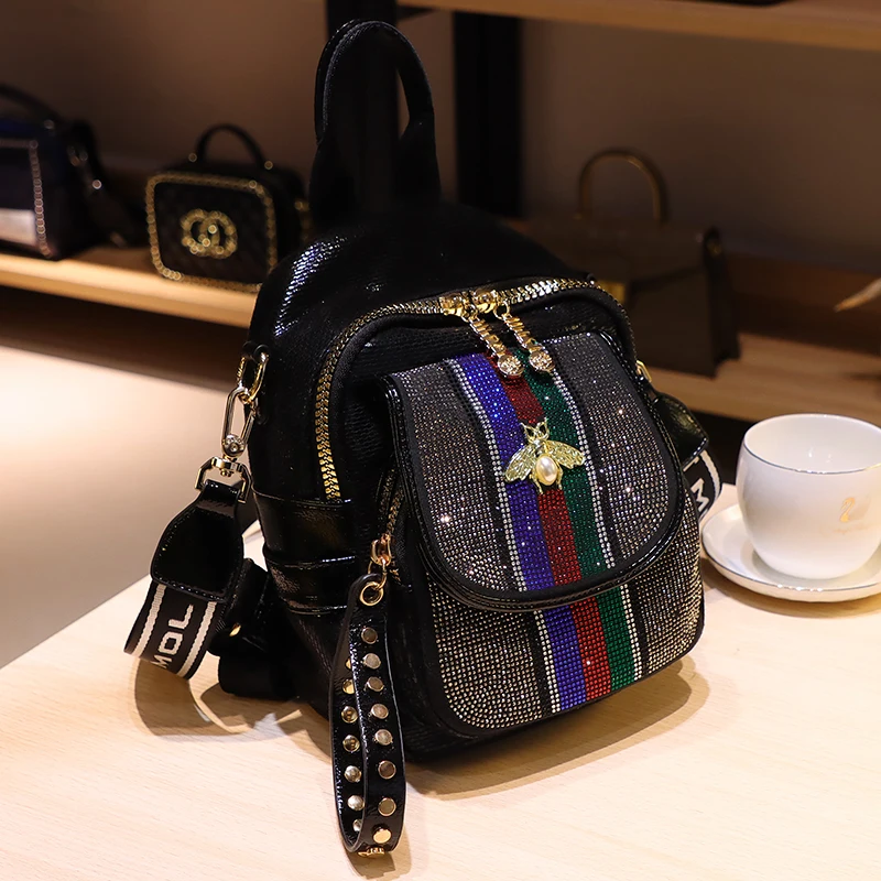 Projektant marki kobiet plecak nit Rhinestone torba na ramię luksusowe Sac Dos Mini Trend Bagpack