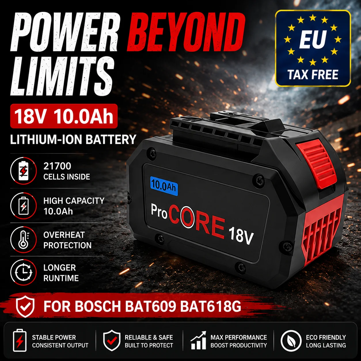 Für Bosch 18V 10.0Ah 21700 Zelle ProCORE Ersatzakku 18V Professionelles System Kabellose Werkzeuge BAT609 BAT618 GBA18V80