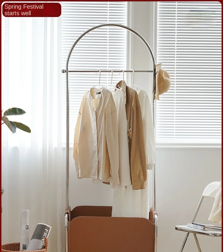 

Bedroom Floor Clothes Rack Household Small Apartment Mobile Ins Storage Rack Stainless Steel Coat Rack