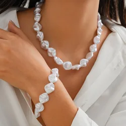 Simple Imitation Pearl Irregular Bead Short Necklace 2024 Women's Retro Simple Sweet Wedding Girl Fashion Birthday Jewelry