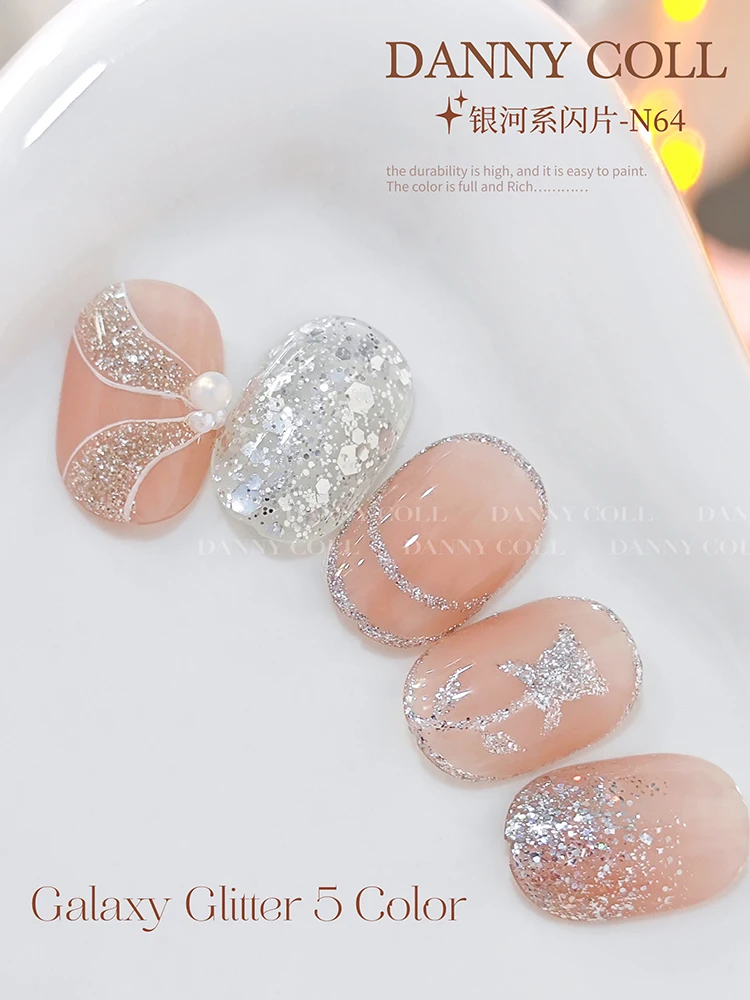 Danny Coll 5 colori Set di colla per unghie glitter Salone per unghie Gel ultravioletto Colla vegetale ecologica Kit per nail art non tossico