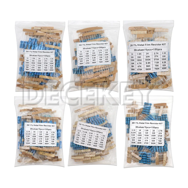 150PCS Resistor Kit 2W 3W 5W 1% 30values X 5PCS Carbon Film Resistance 1K-820K 0.1R-750R  Set