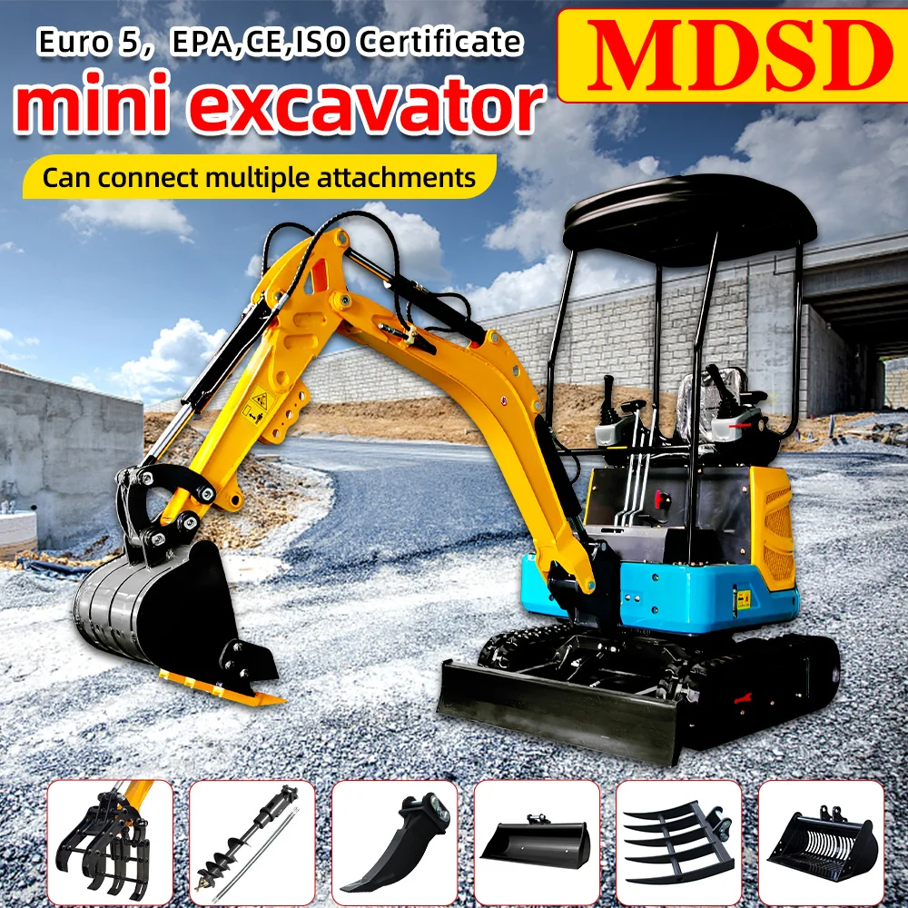 

2 T Mini Excavator Full Accessories Use Hydraulic Excavator Compliant With CE EPA Euro5 Free Shipping Mini Excavators For Garden