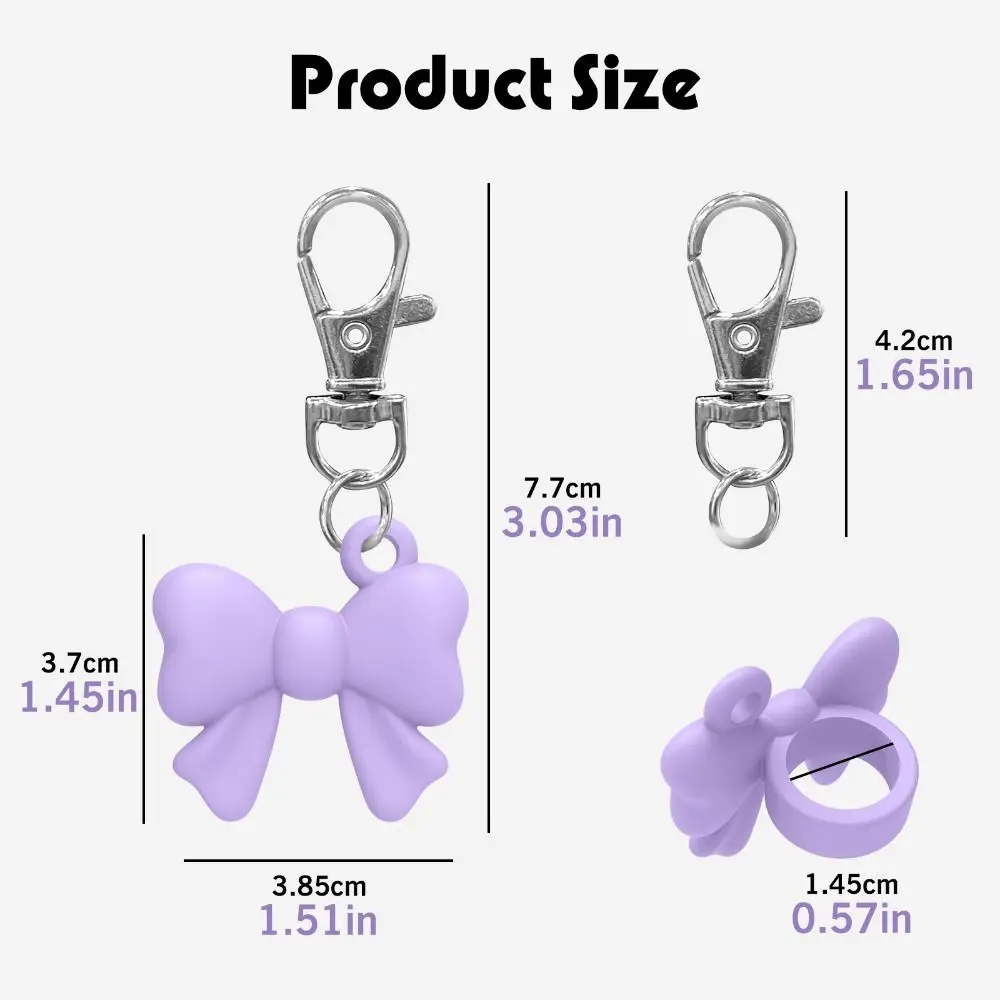 Silicone Lip Balm Holder Bowknot with Keyring Lipgloss Sleeve Flexible Colorful Keychain Lip Gloss Cap for Summer Fridays view 4