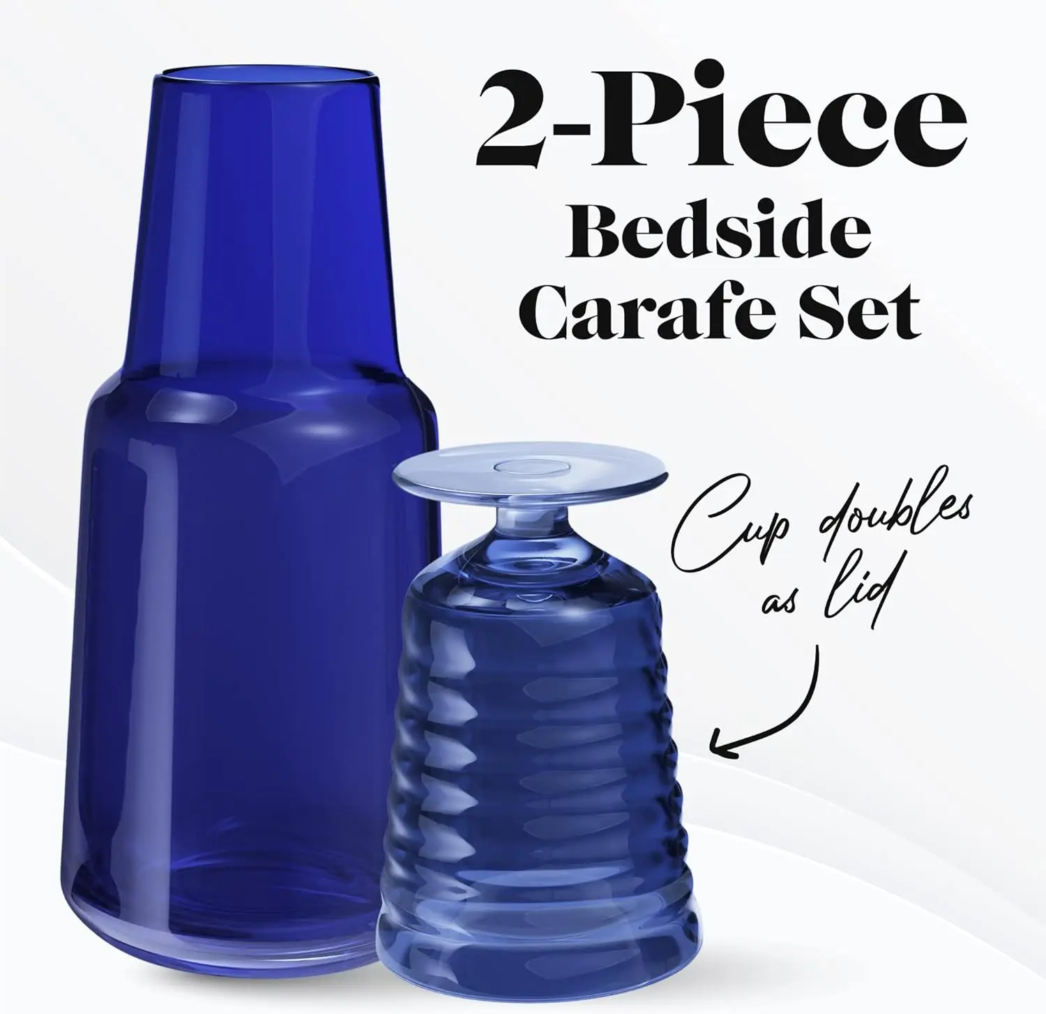 إبريق ماء بجانب السرير مع بهلوان | إبريق وزجاج للشرب بالقدمين | استخدم كوب كغطاء لـ Carafe | لغرفة الضيوف، منضدة، #2