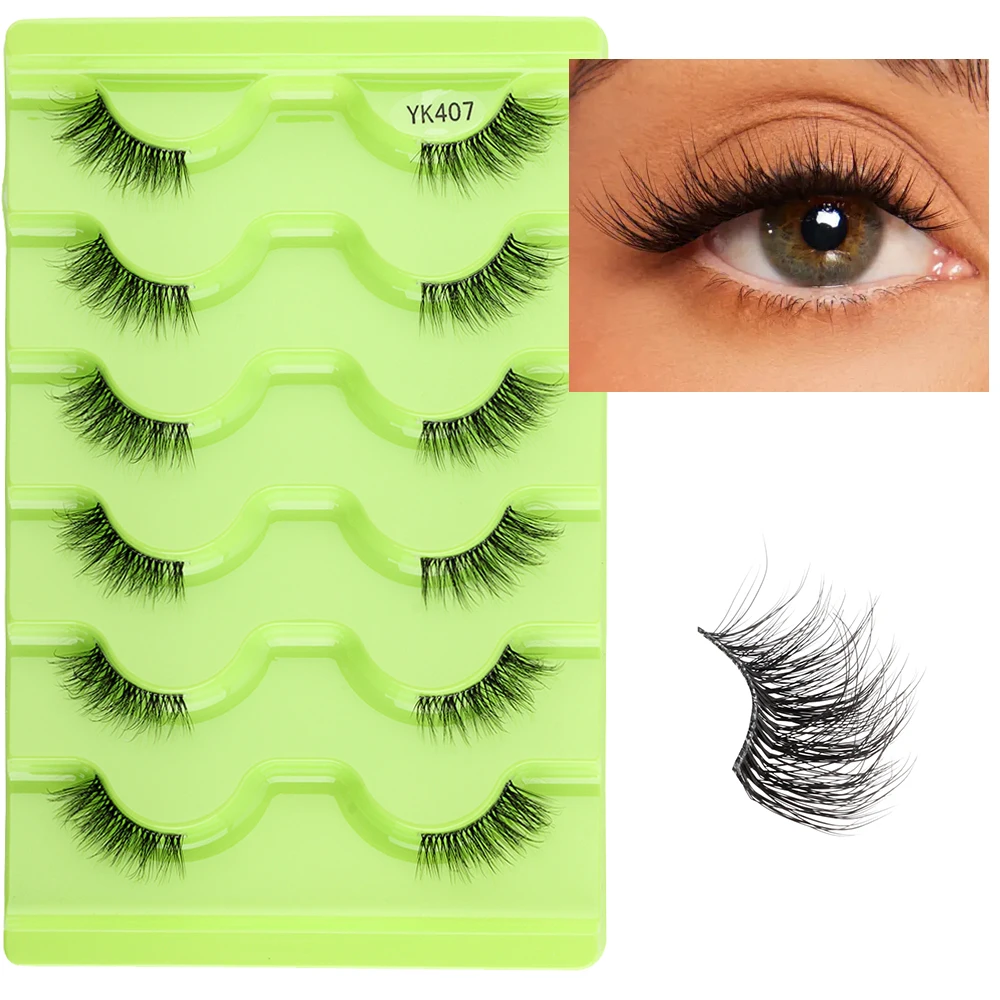 3/5/6 paia Natural Cat Eye Lash ciglia finte strumento per il trucco Wispy Half Lashes Fluffy Volume Extension ciglia Soft 3D Faux Cils