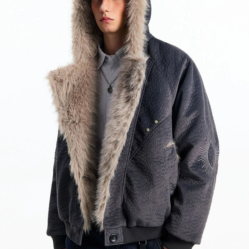 2025 Winter New Men's Solid Color Long-Sleeved Jacket American Retro Fashion Trendy High Street Loose Casual Niche Men's Top