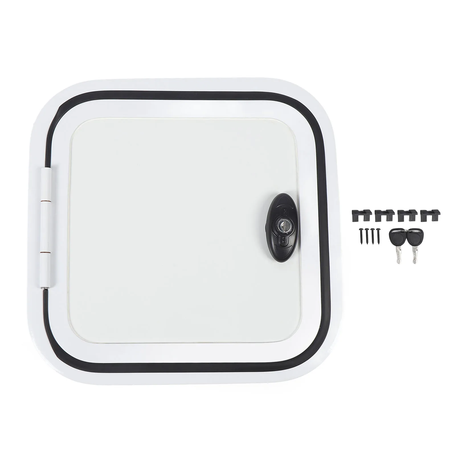 

RV Access Door Heavy Duty Aluminum Alloy Frame 14 X 14 Inch with Safety Lock Campervan Motor Home Travel Trailer