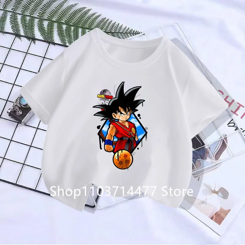 子供用ドラゴンボールパーカー,スポーツTシャツ,悟空服,半袖,夏,男の子,女の子,子供,2022