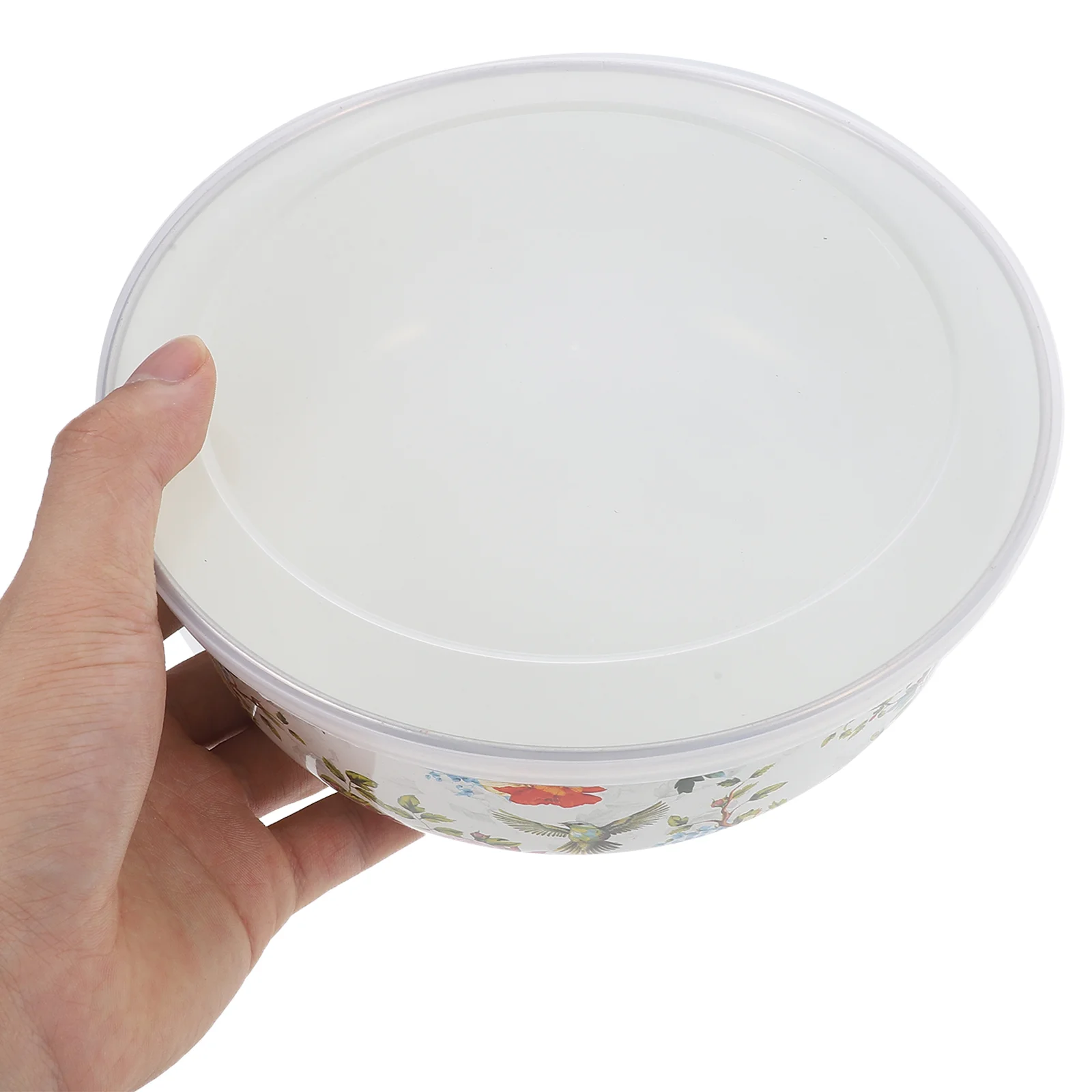 Juego de 5 piezas de cuencos de fideos con tapa, soporte para sopa de anidación de esmalte de cocina, ensalada de mezcla, bebé fresco
