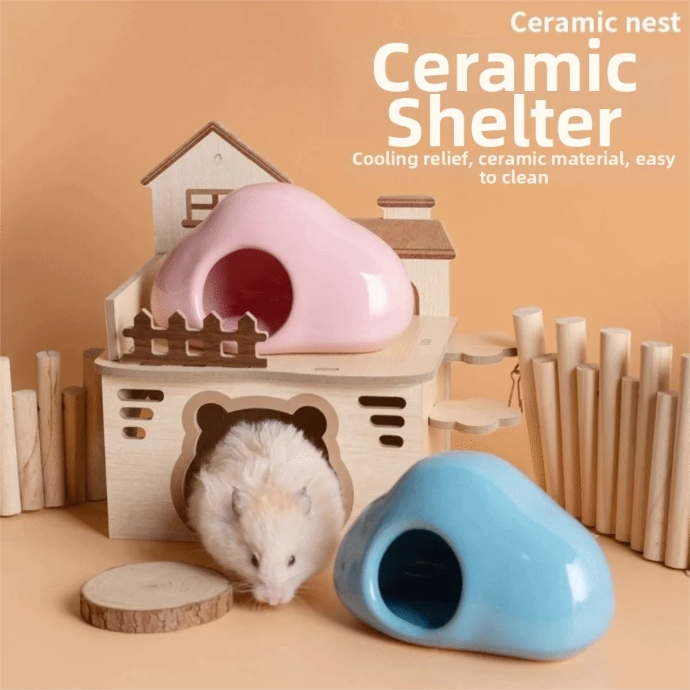 Cute Non-Slip Cloud Shaped Hamster Nest Smooth Surface Comfortable Ceramic Hamster Nest Anti Biting Hamster Cage Pet Shop