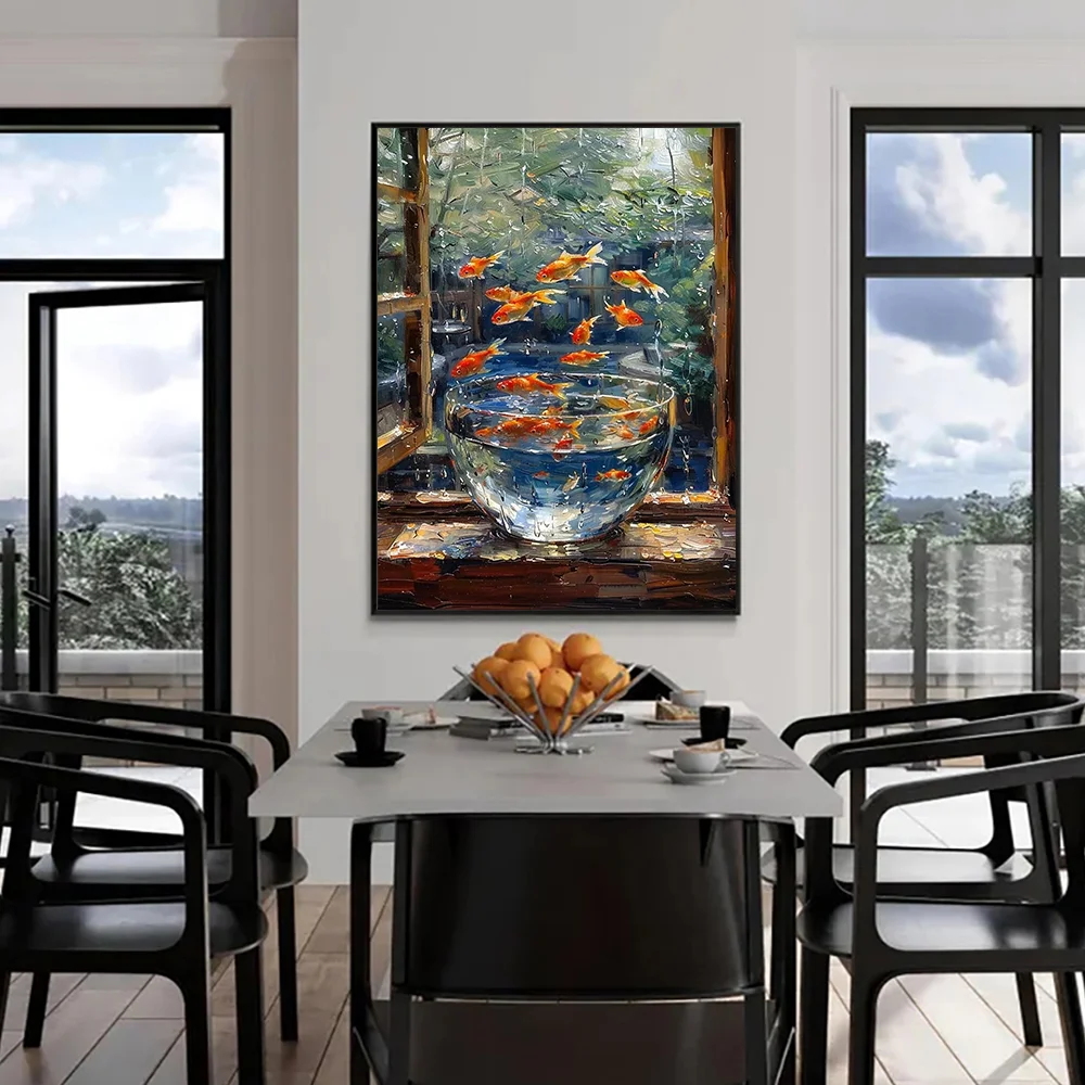 1pc frameless Canvas Painting Goldfish Oil Painting Texture - Unique Wall Art for Home Decor, Ideal Gift Selection for Art Lover