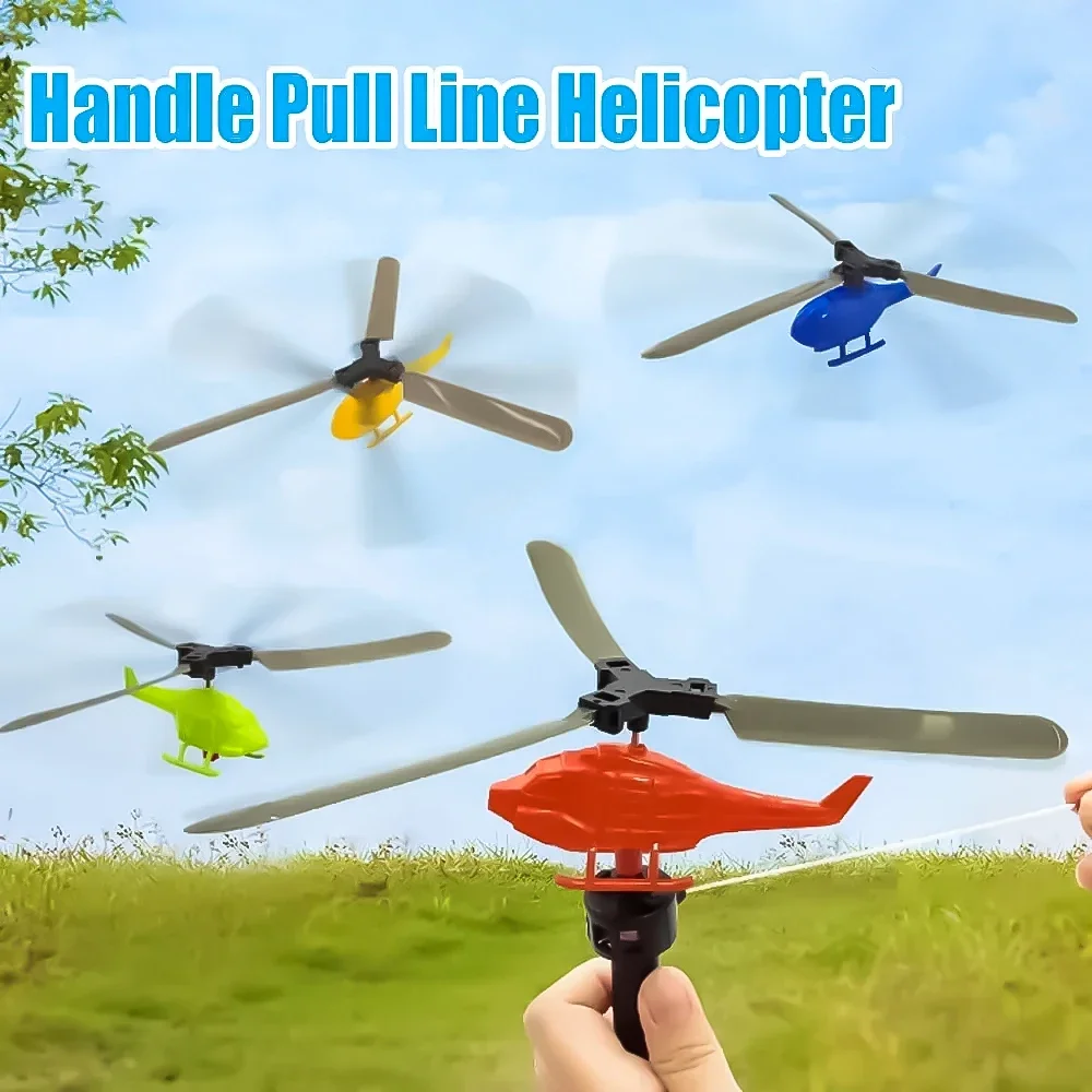 

Children's Handle Cable Power Helicopter Toys Fly To The Sky Cable Plane Outdoor Parent-child Interaction Bamboo Dragonfly Toys