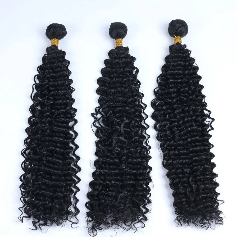 Tissage de Cheveux Synthétiques à Vagues Profondes, Extensions Capillaires Bouclées et Douces, 100g