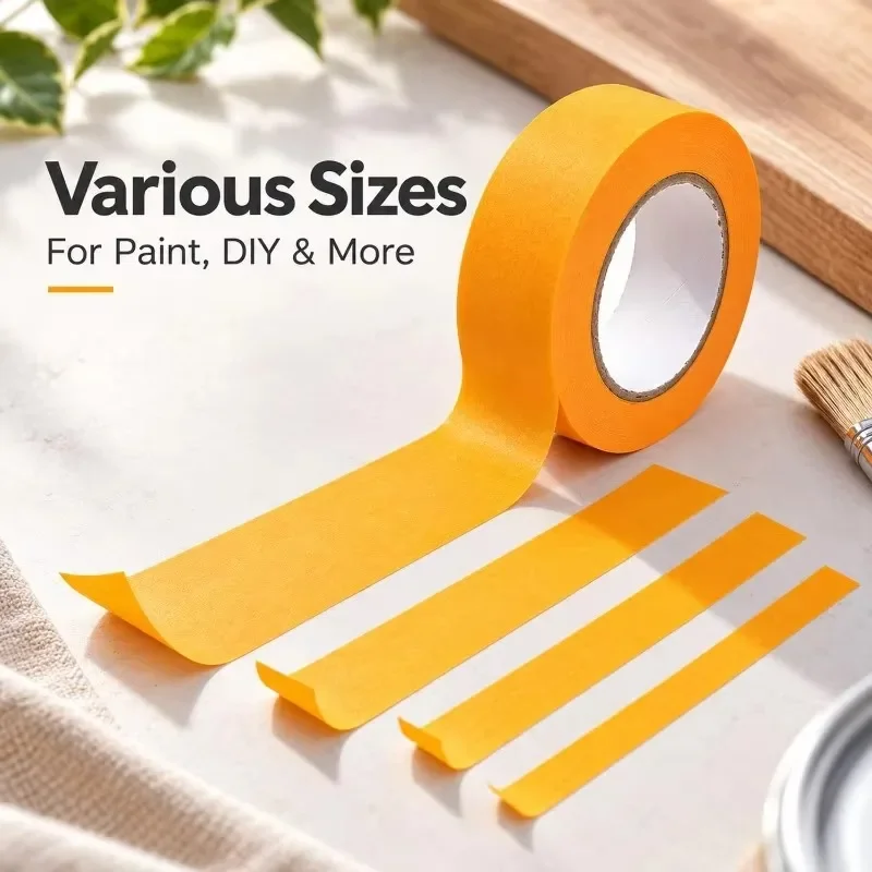 1/6x Spray Paint Masking Tape Orange Paper Adhesive Tape Multi-purpose Wall DIY Crafts Art Decoration Tapes Easy Tear No Residue