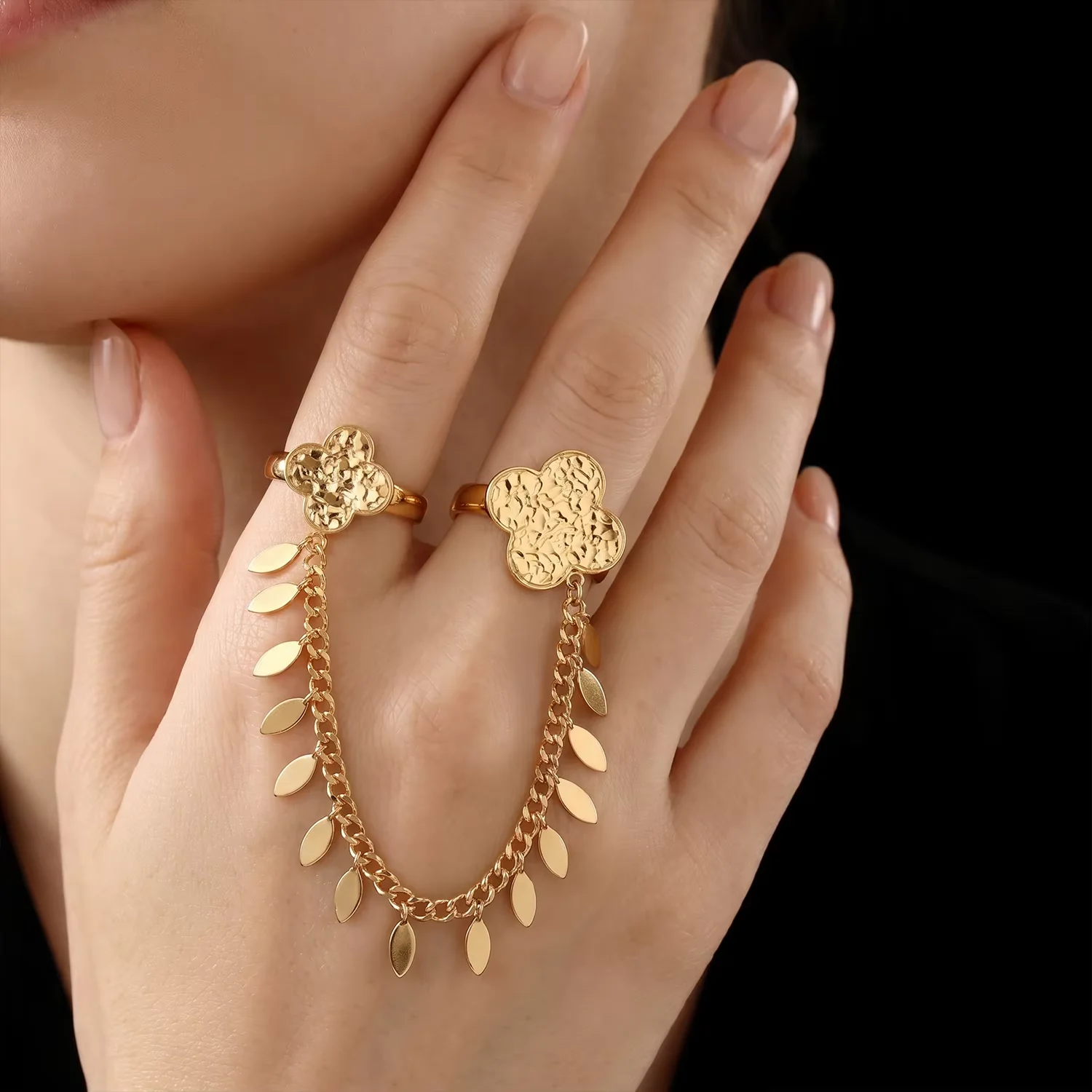 Women Curved Half Hoop Earrings Floral Cluster Accent Cuff Earrings Fashion Ear Ornament For Dating Evening Holiday Occasions