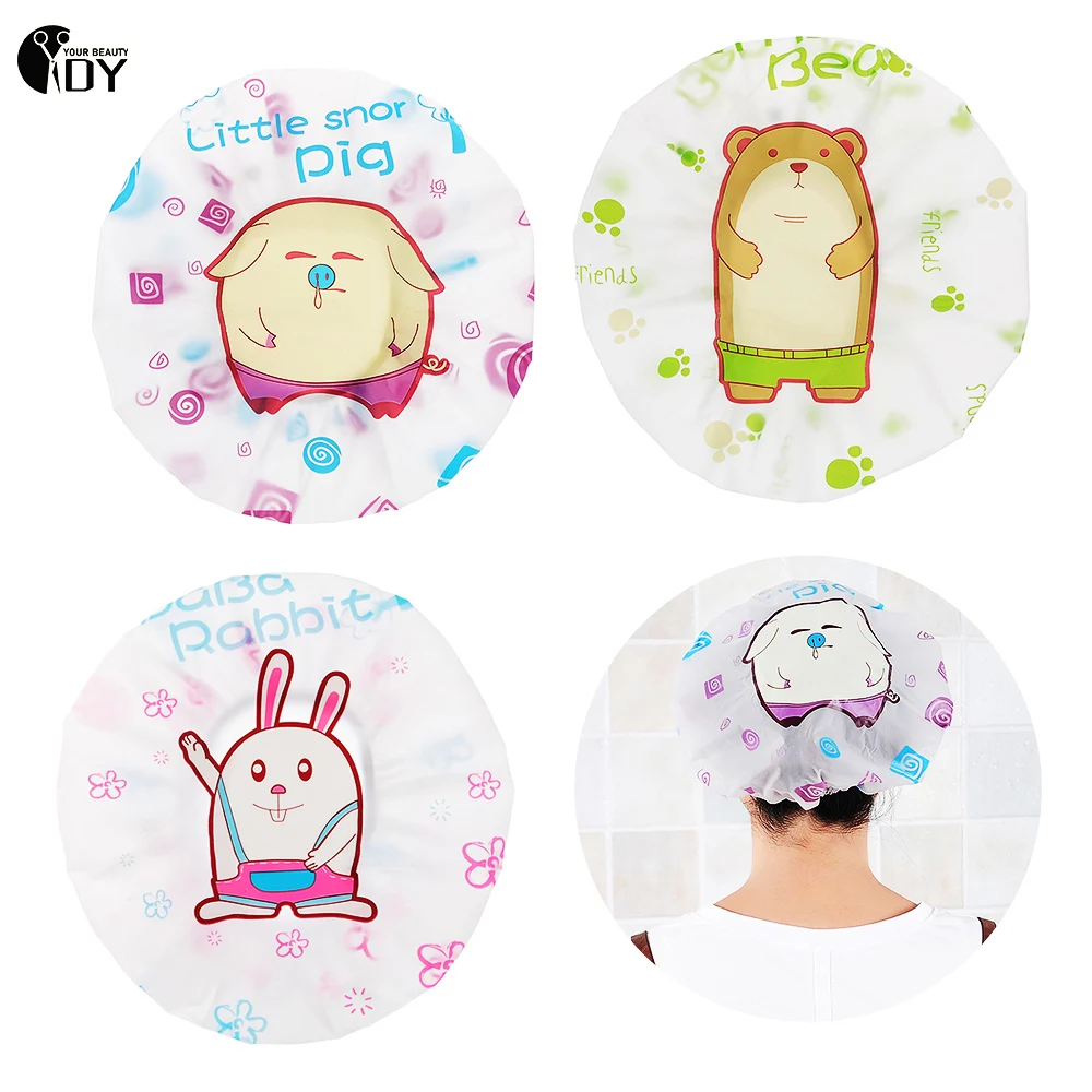 

Cartoon Shower Bath Cap Hat For Baths SPA Cap Women Girls Hair Cap Shower Bathroom Accessories Disposable Hair Salon Bathroom