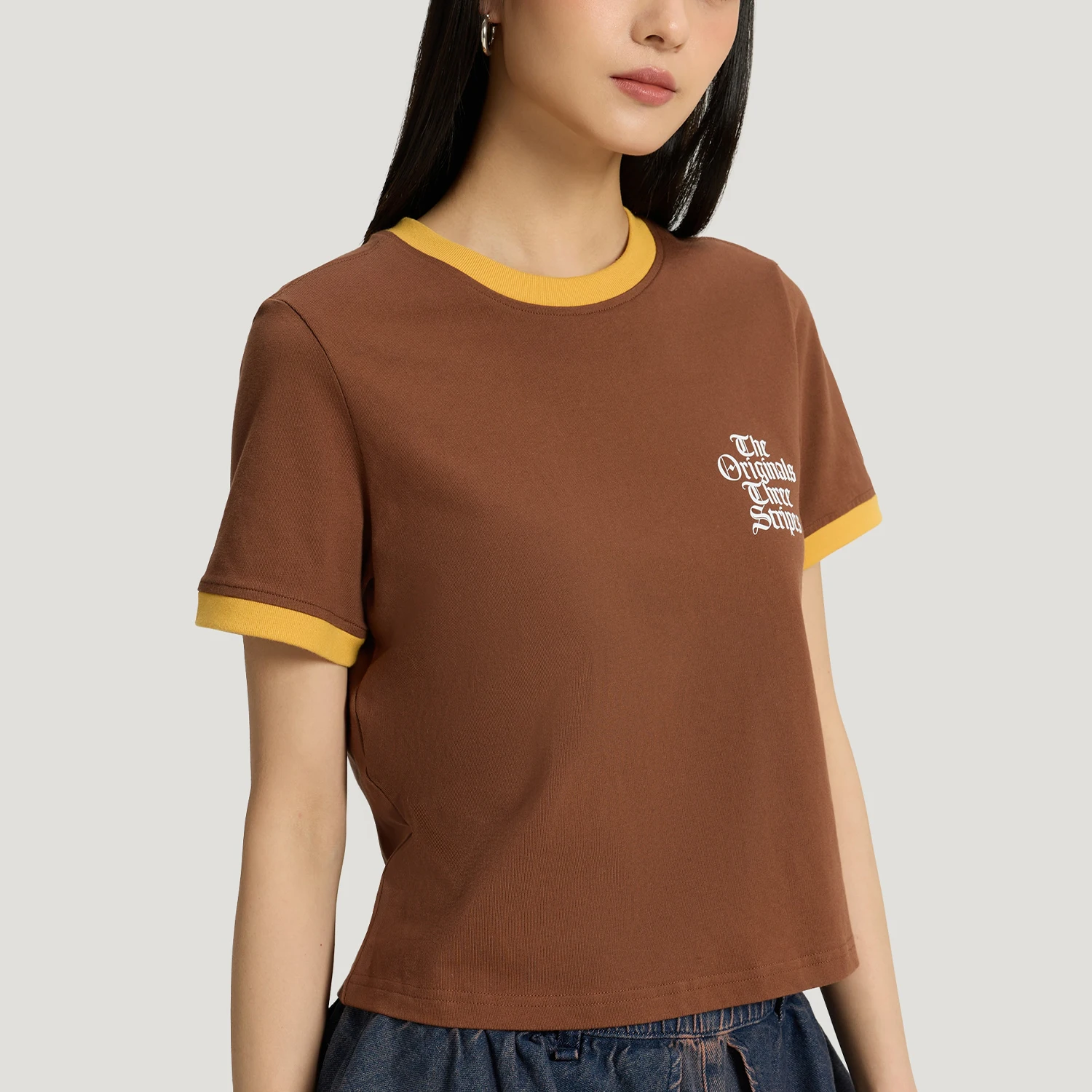 Adidas genuine clover women's retro round neck letter short sleeved T-shirt KT3061
