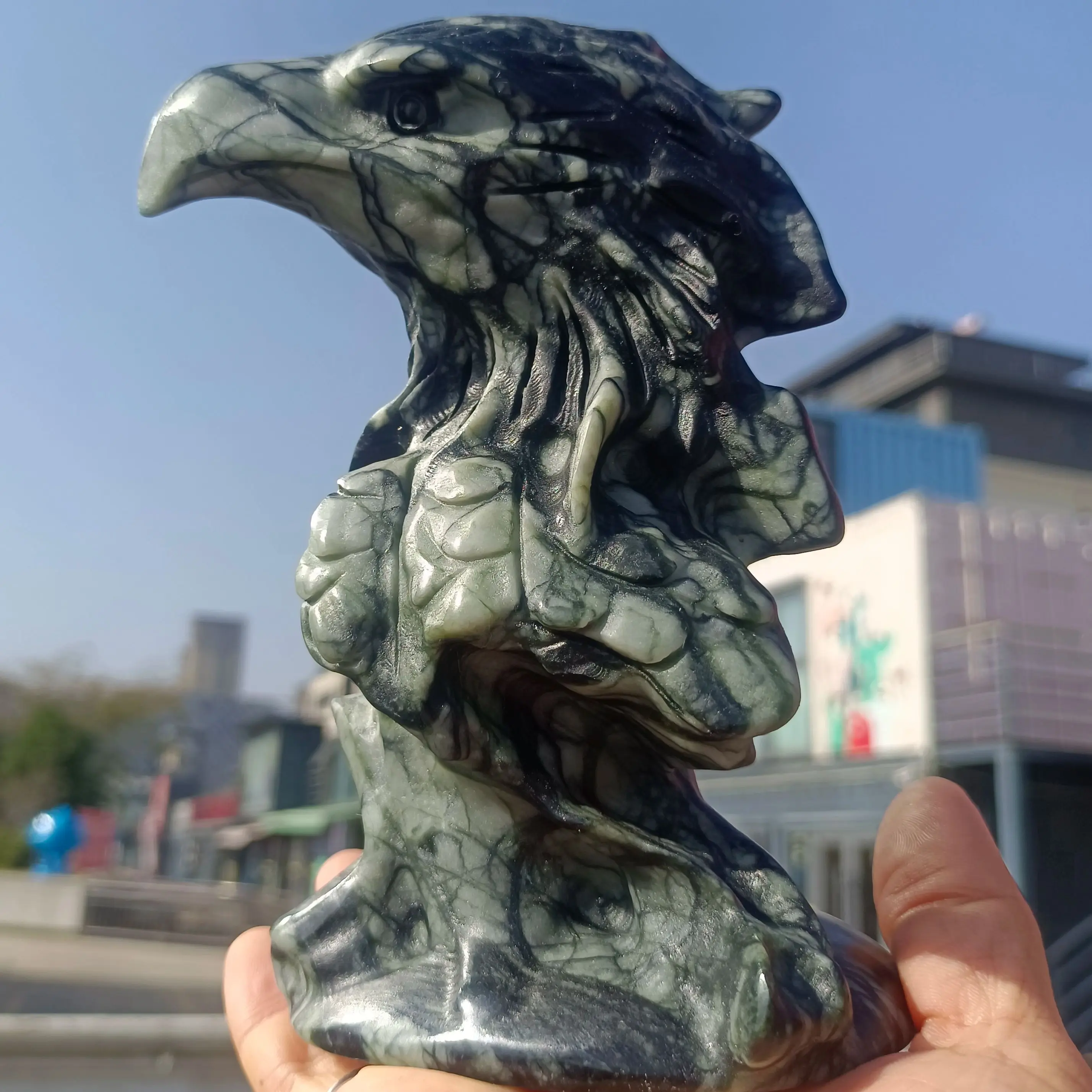Natural Formed!Tree Jade Eagle, Quartz Crystal Dark Green Ore Hand-Polished Eagle, Mineral,Healing, Decor