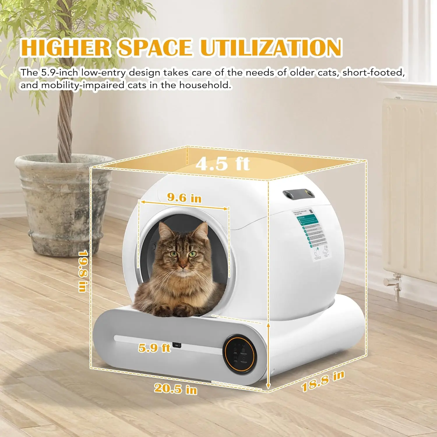 Automatic Cat Box Self Cleaning Box Semi-Enclosed 65 L Cat Toilet Tray Cat Products