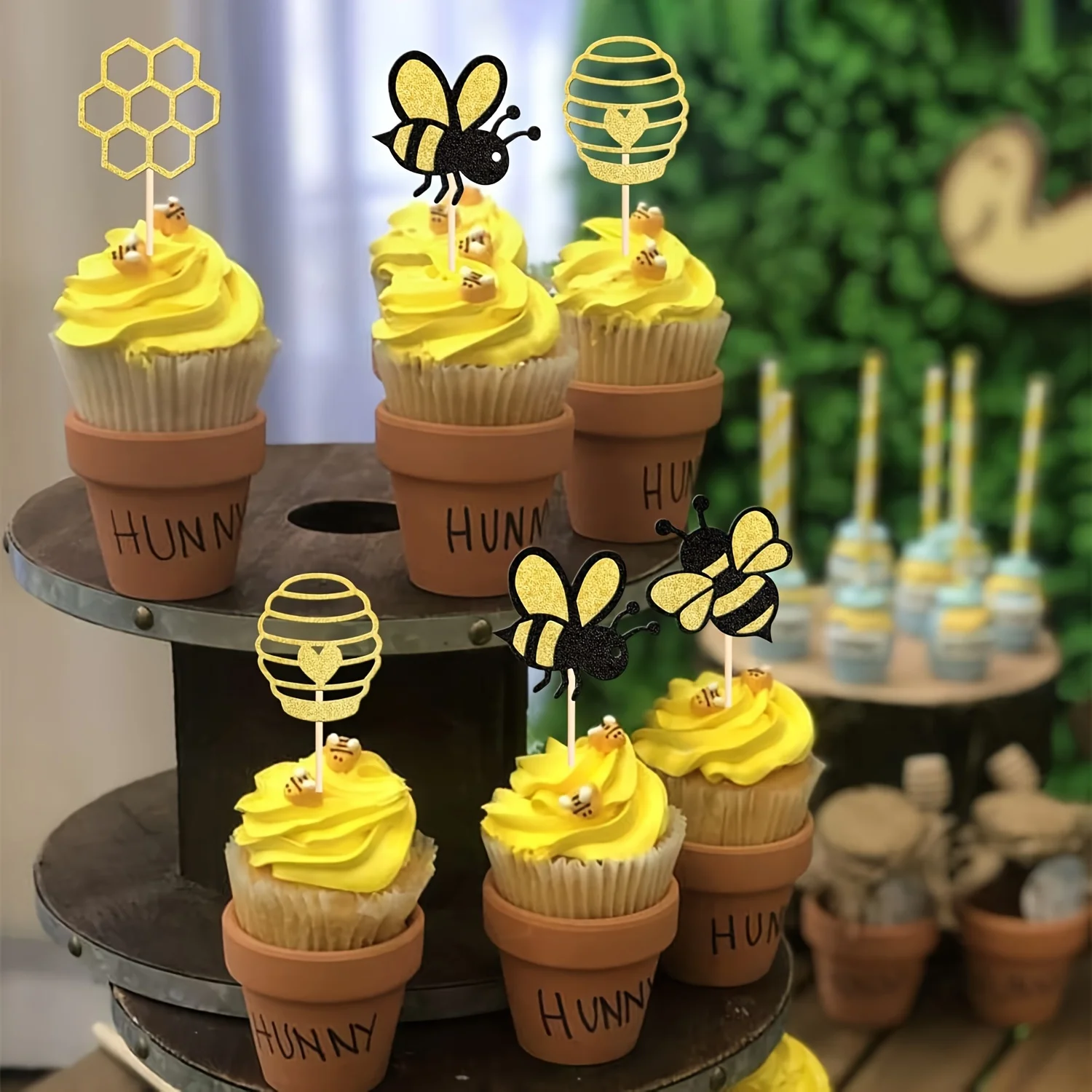 12 Stück Bienen-Kuchenaufsätze, Bienen-Themen Geburtstagsparty-Dekorationszubehör – Detail 4