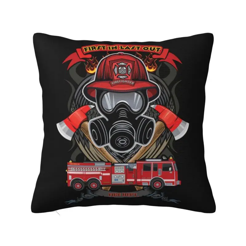 

Vintage Fire Rescue Fireman Skull Firefighter Throw Pillow Covers Bedroom Decoration Nordic Cushions for Sofa Square Pillowcase