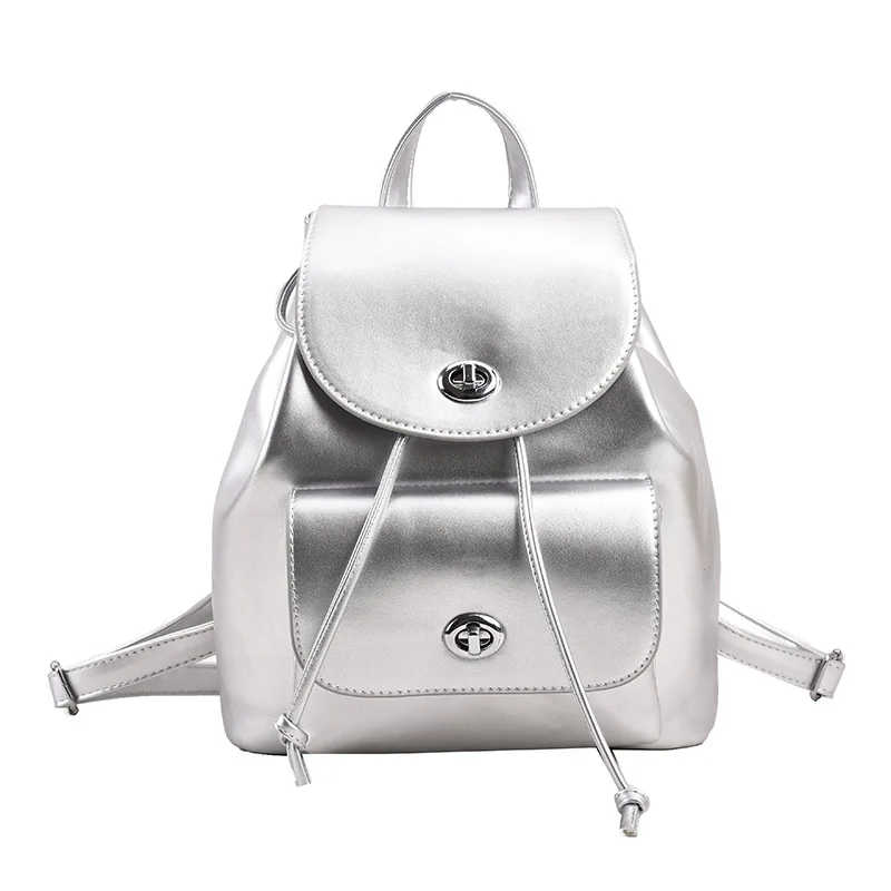 LEFTSIDE Brand 2023 Retro Silver Back Pack Small PU Leather Backpack Women School Bags For Teenagers Girls Luxury Backpacks