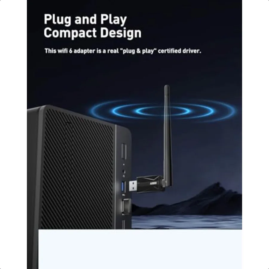 محول واي فاي USB للكمبيوتر المكتبي AX900 WiFi 6 ثنائي النطاق 5G 2.4G محول لاسلكي مع هوائي 7DBi لـ Win11 10 WiFi Dongle لـ Des #6