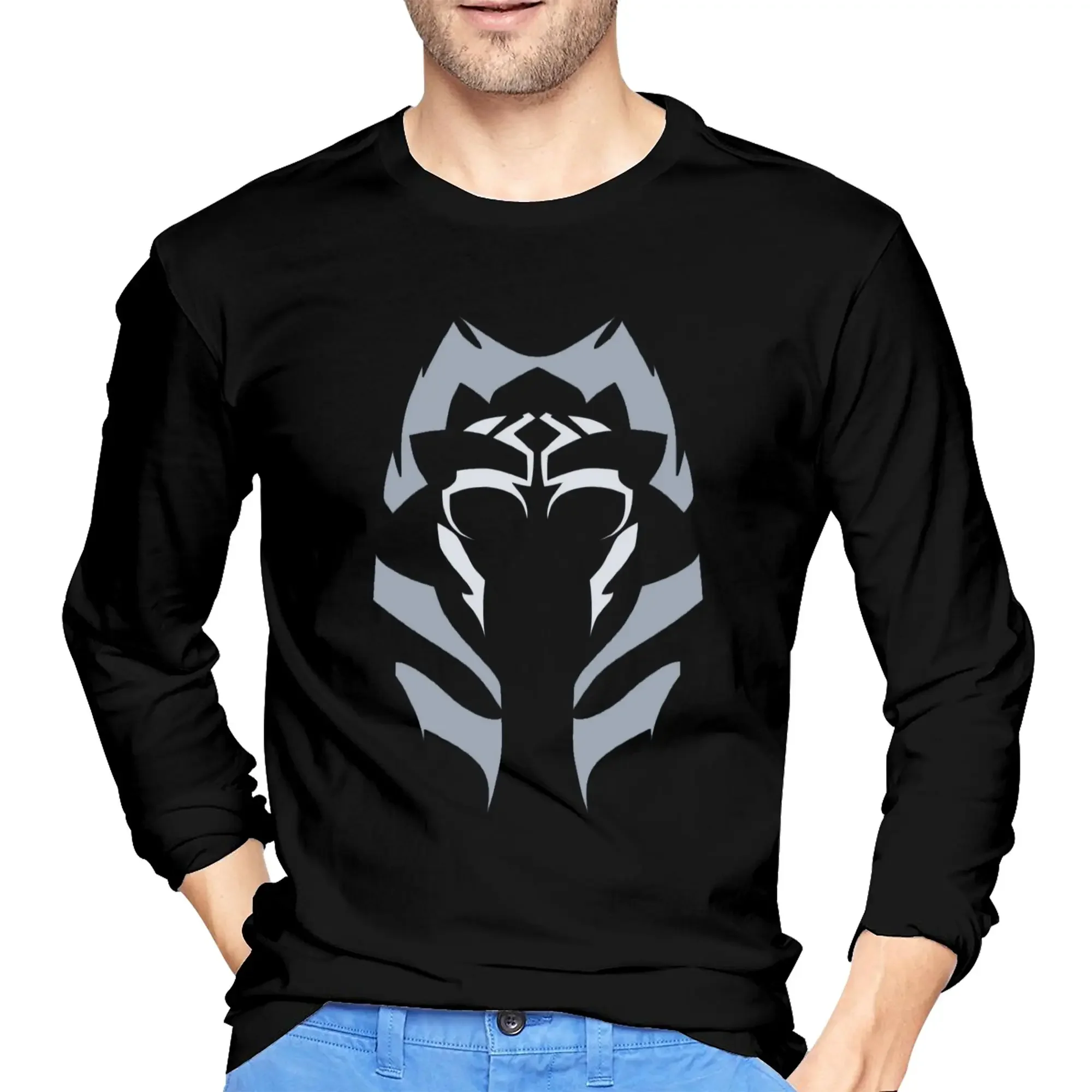 

Ahsoka Storm Men's Long Sleeved T-shirt Casual Round Neck T shirts Spring and Autumn Men tops