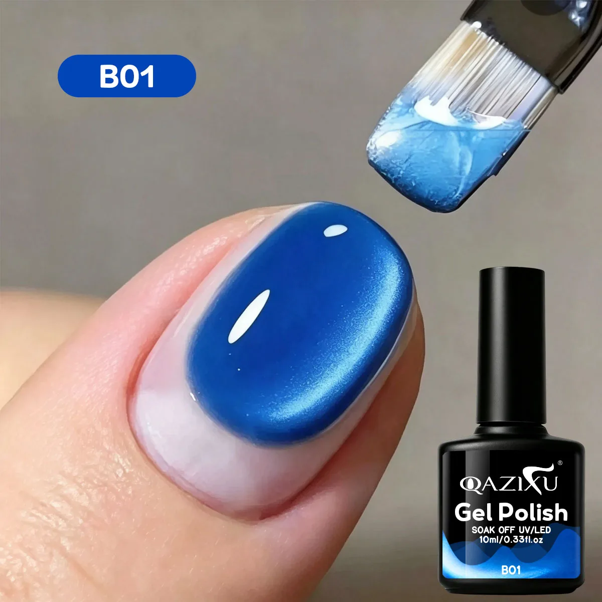 QAZIXU 1/4pcs Blue Gel Nail Polish Set Blue Cat eye Gel Temperature Color Changing Gel Soak Off UV LED Nail Art DIY Blue Lover