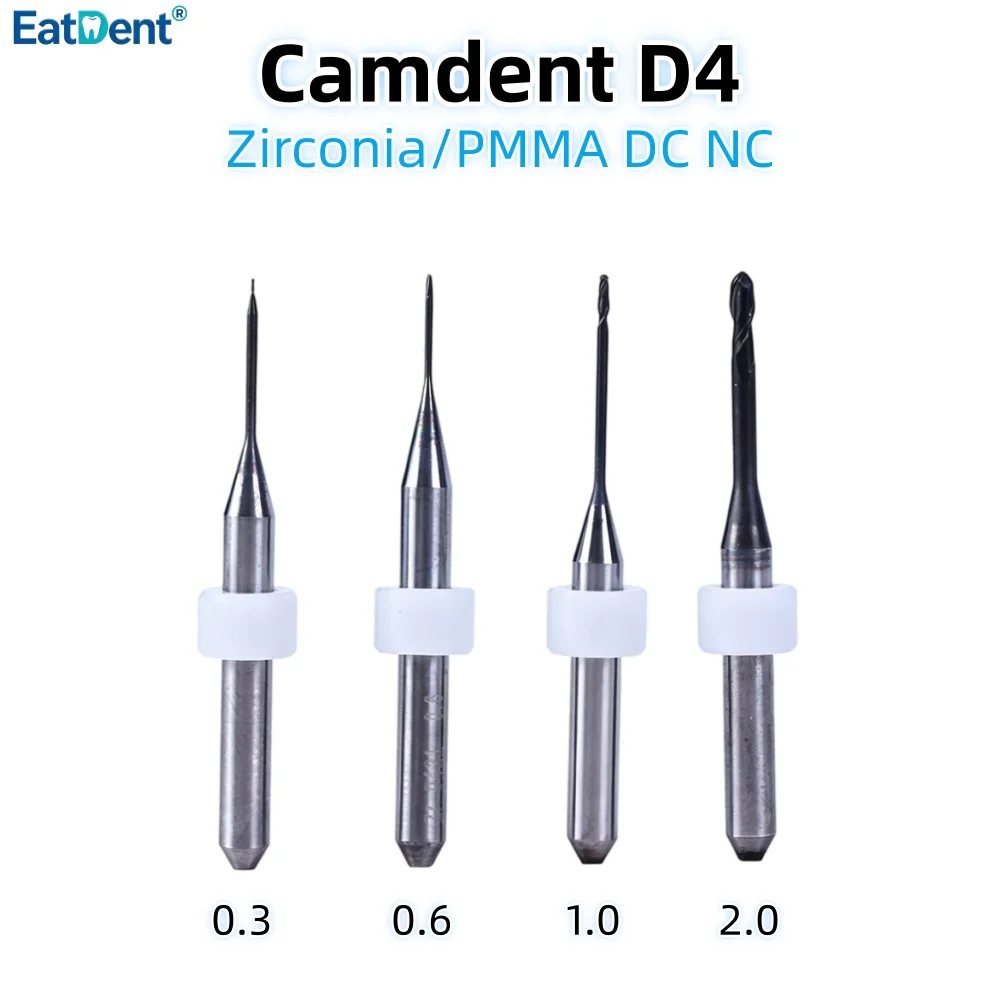 Camdent Dental Milling Burs for Zirconia PMMA Lithium Disilicate/Emax D4 DC Coating CAD CAM Dentistry Lab Grinding Drills