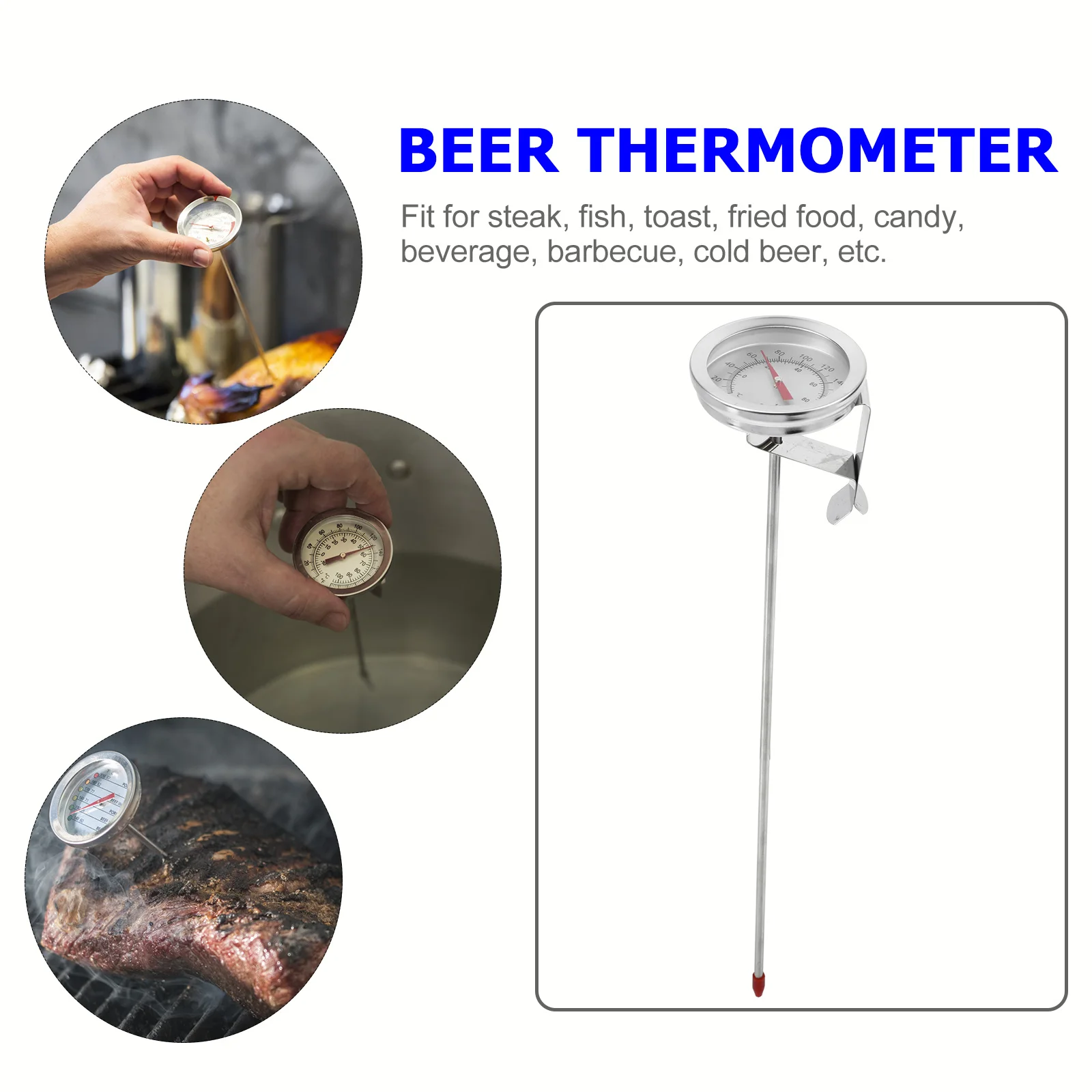 

Stainless Steel Thermometer High Transparency Glass Accurate Instant Read Food Thermometer Brewing Frying Candy Kitchen Gadgets